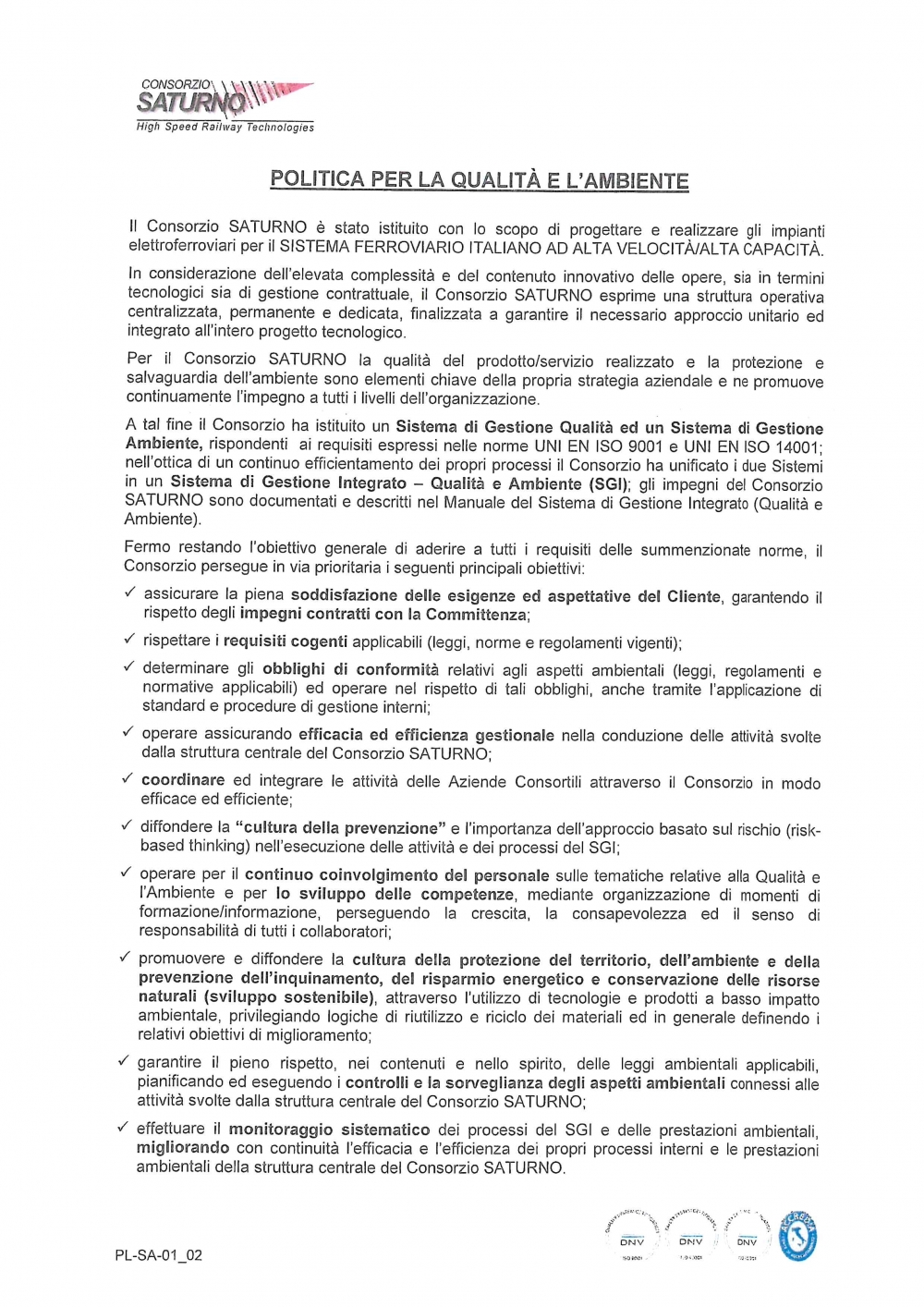  - Consorzio Saturno
