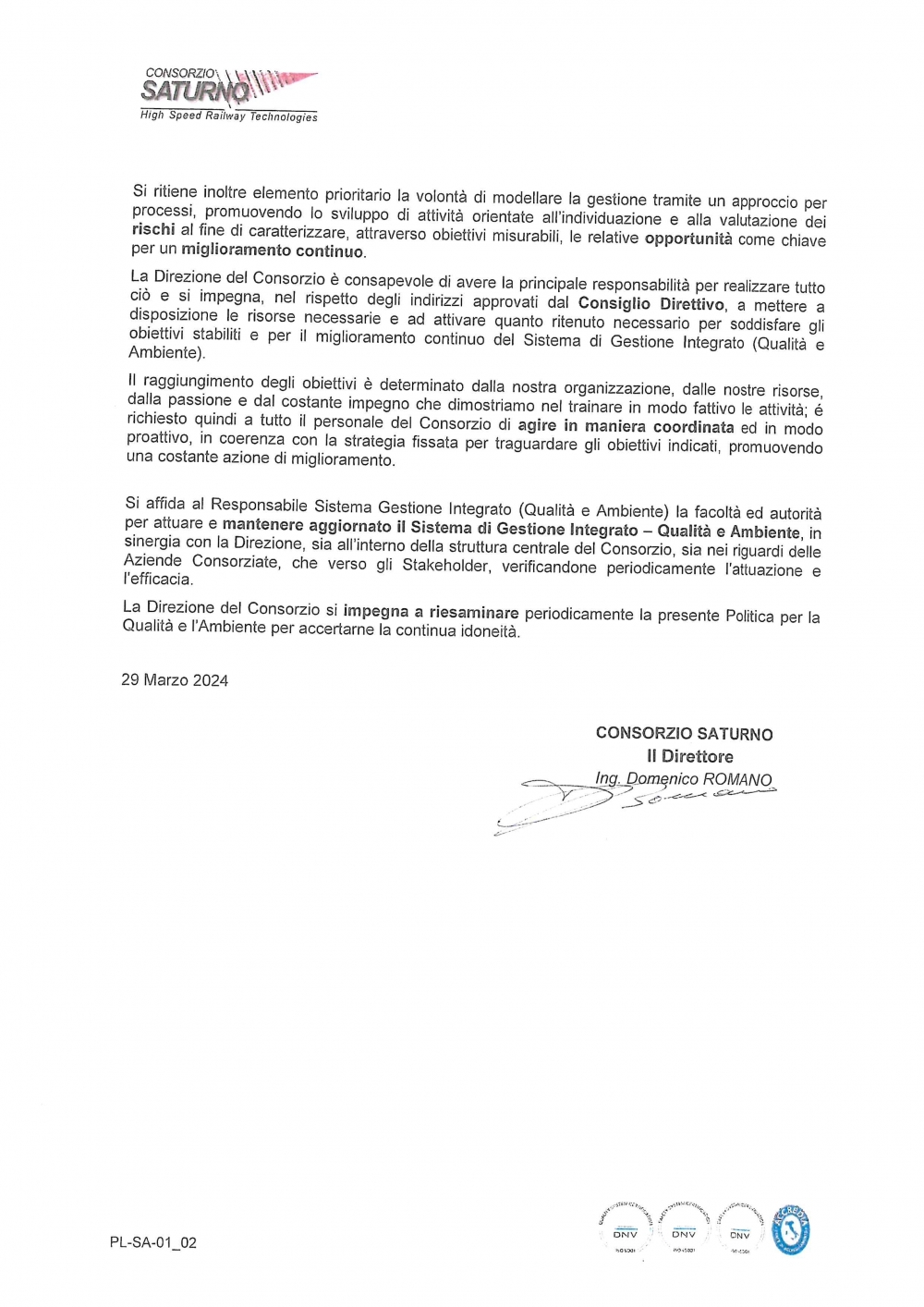  - Consorzio Saturno