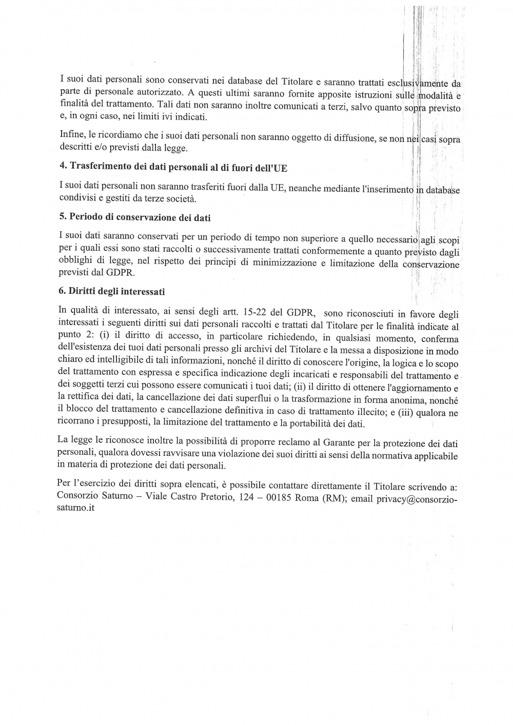  - Consorzio Saturno